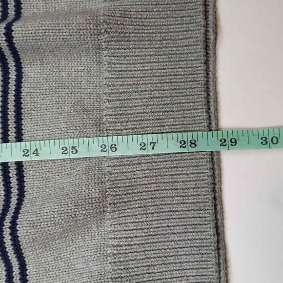 CHAPS Men's Oversized Sweater Size XXL Gray Blue Striped Embroidered Logo NEW - Picture 8 of 13